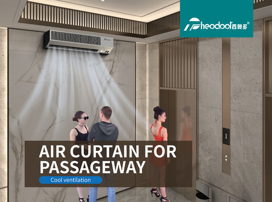 Rideau d'air de refroidissement 2 couleurs argent et blanc pour le passage à utiliser dans les bâtiments résidentiels, les immeubles d'habitation et les immeubles de bureaux